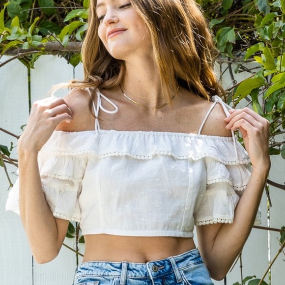 New White Boho Crop Top - Picture 4 of 12